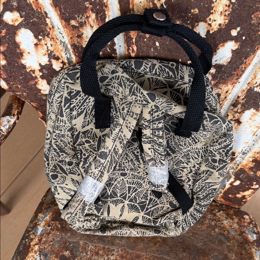 Myra Bag Juniper Bloom (in Desert Aloe) Floral Beige/Black Canvas Backpack Tote - Picture 6 of 12
